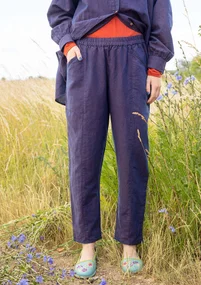 Geweven broek "Dunes" van biologisch katoen/linnen - braam