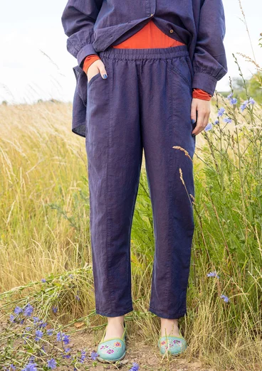 Geweven broek "Dunes" van biologisch katoen/linnen - braam