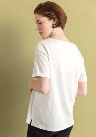 Jerseybluse "Juliet" i økologisk bomuld/modal - halvbleget