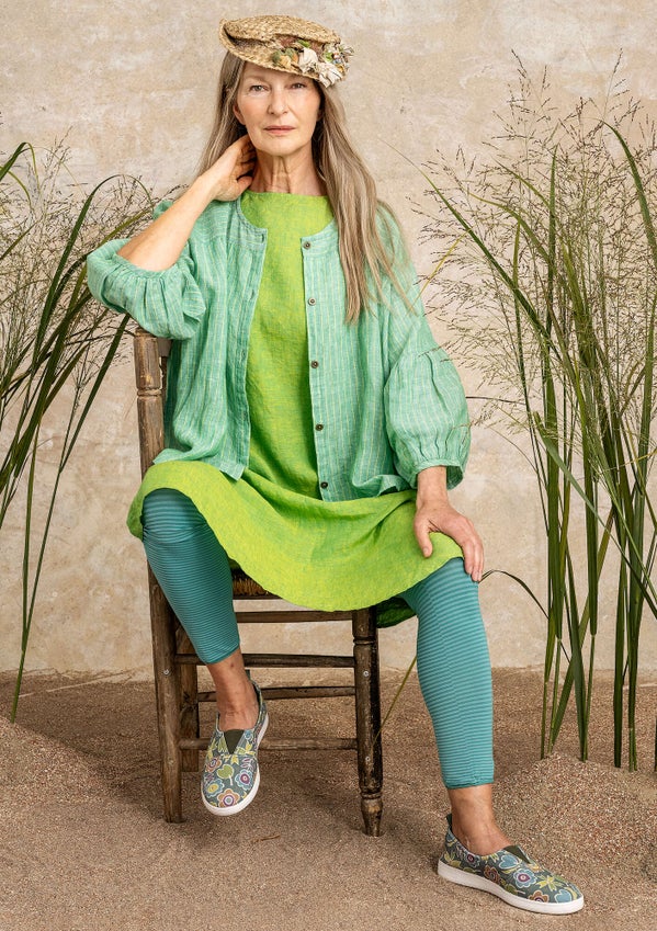 Linen blouse lotus green/striped