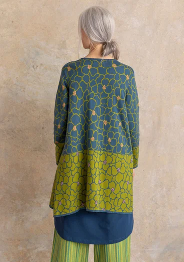 Langstrickjacke „Theia“ aus Bio-/Recycling-Baumwolle - indigogrün