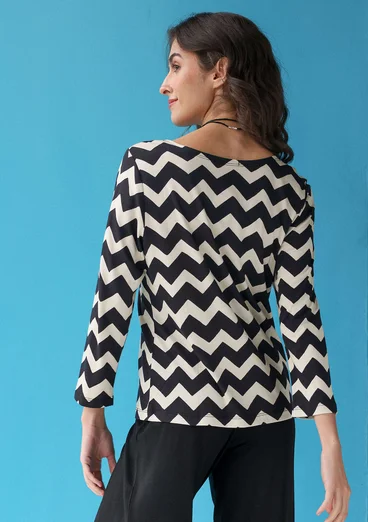 Top "Aina" en jersey de coton biologique/modal - noir/plumes