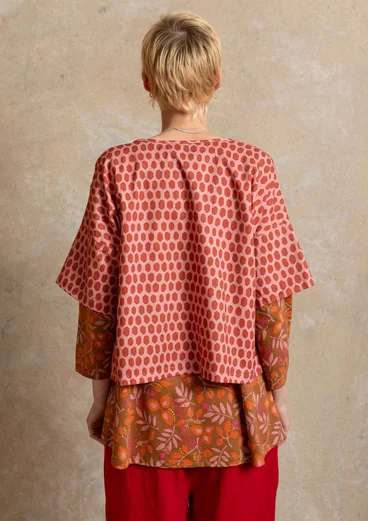 “Vendela” woven organic cotton blouse - pink salmon/patterned