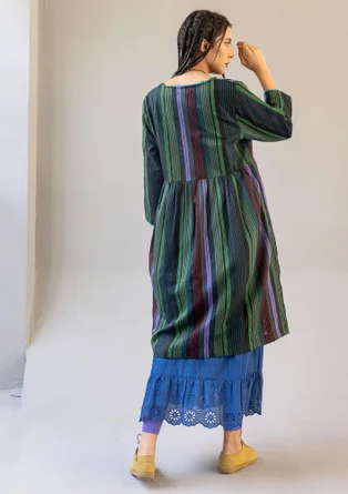 Jurk "Ketchi" van geweven wol/katoen - zwart