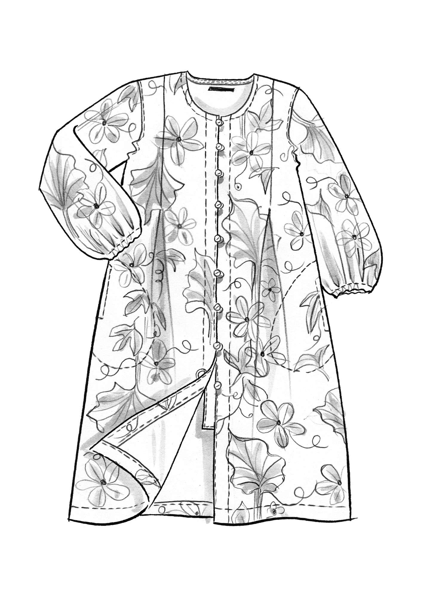 Vevd kjole «Gurka» i økologisk bomull / lin kittgrå