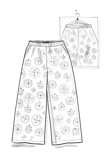 Vævede bukser "Poesi" i økologisk bomuld - askerosa