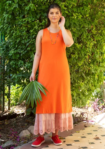 Solid-colored jersey dress in organic cotton/modal - poppy/peony