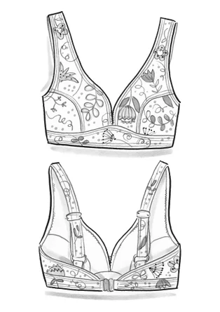 “Pacific” recycled polyamide/elastane bikini top - indigo blue/patterned