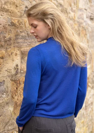 Feinstrick-Pullover aus zarter Wolle - tiefblau