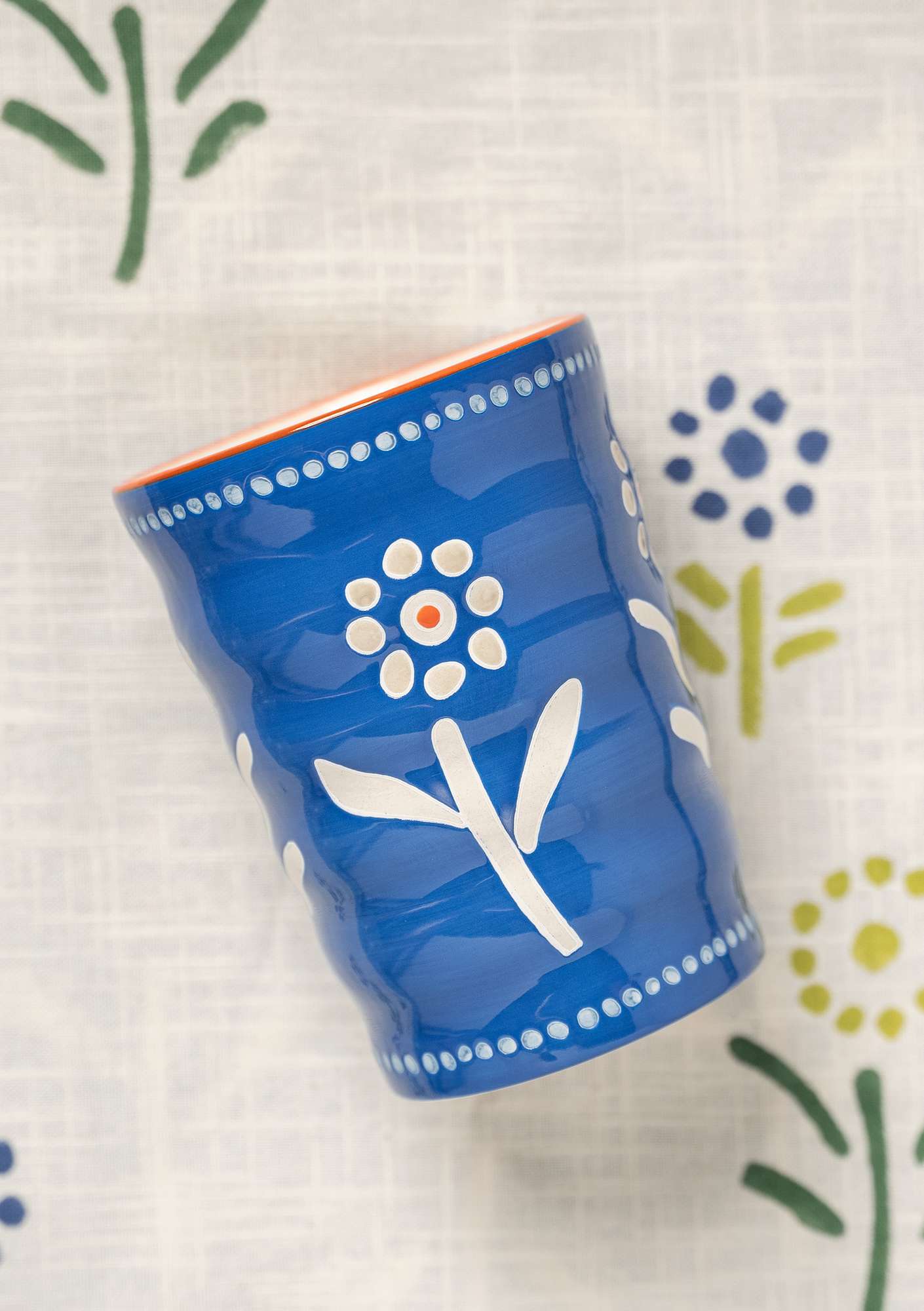 Caramel vase porcelain blue