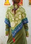 Knit “Folklore” shawl in wool/lyocell avocado thumbnail