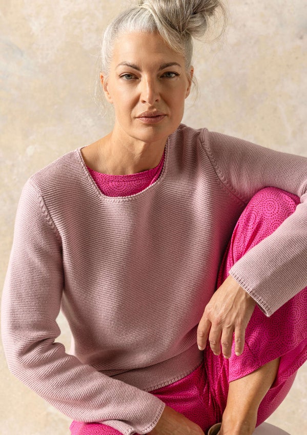 Pull au point mousse pink sand