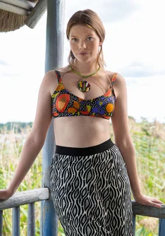 Haut de maillot "Botswana" en polyamide/élasthanne - noir/motif