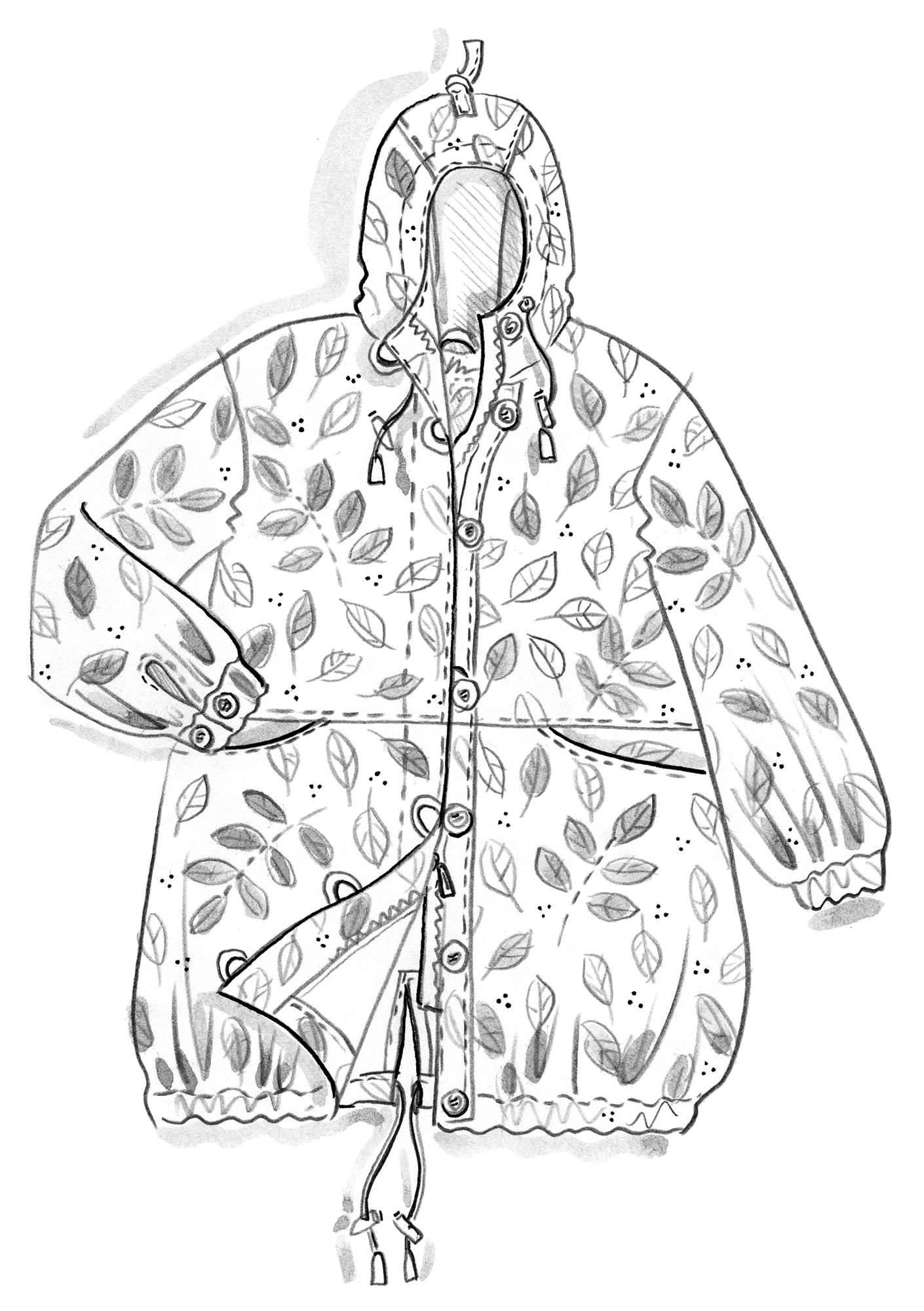“Multi” parka in eco-cotton cherry/patterned thumbnail
