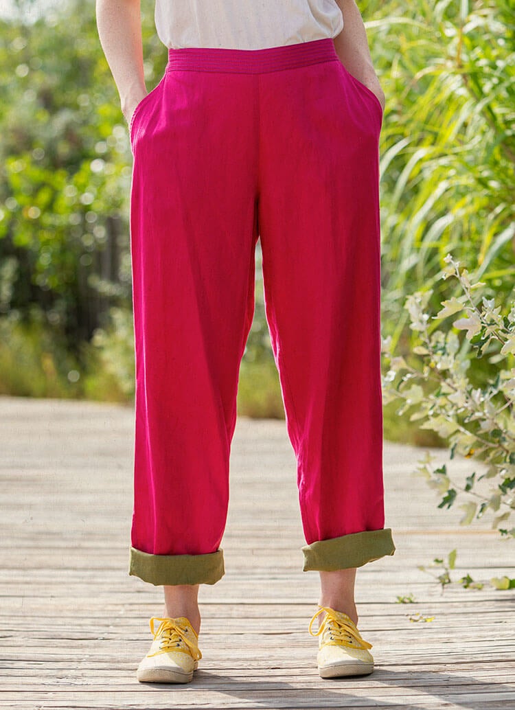 “Safari” woven organic cotton/linen trousers