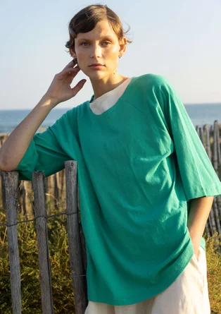 Organic cotton/linen jersey top - light oriental green
