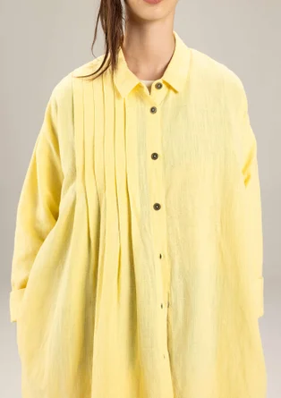 Robe tissée "Hinata" en coton biologique/lin - jaune pastel