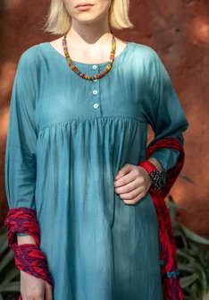 “Marie” woven organic cotton/silk dress - turquoise