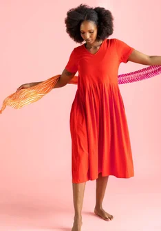 Robe ”June” en jersey de coton biologique - rouge lave