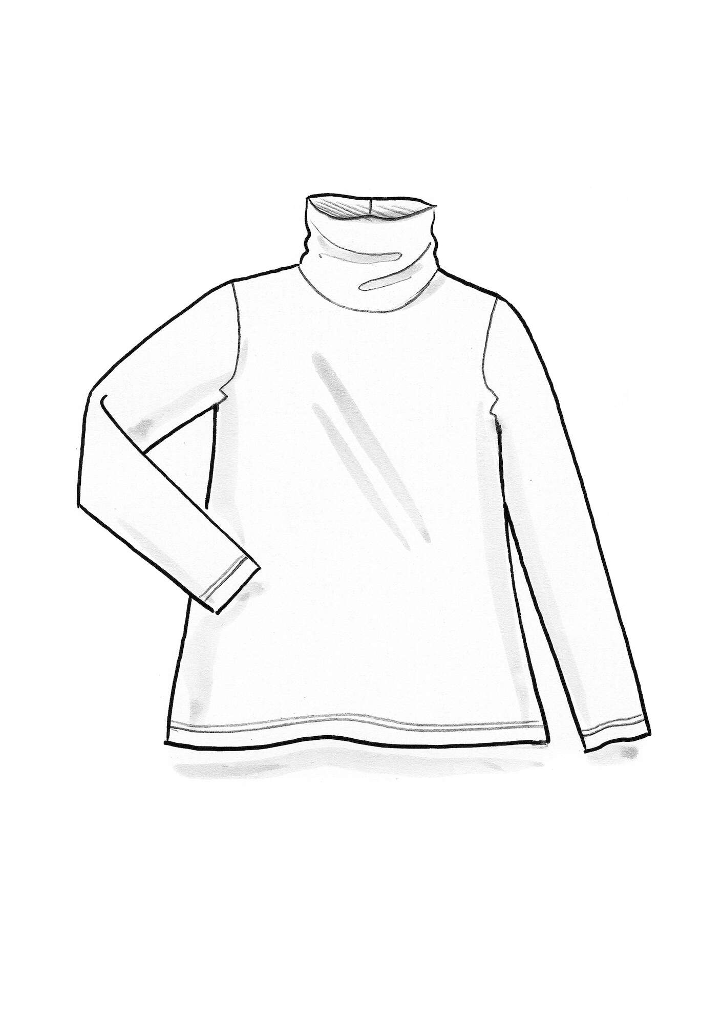 Lyocell/elastane jersey polo-neck top cyklamen
