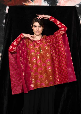 “Première” woven tunic in organic cotton/silk - copper