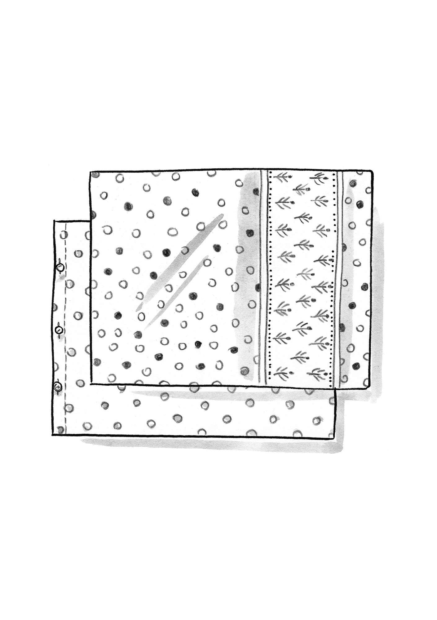Blockdruck-Kopfkissenbezug „Chandra“ aus Öko-Baumwolle  wermutkraut