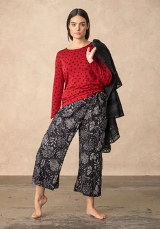 Kietaisumalliset kangashousut "Niwa" ekopuuvillaa - musta