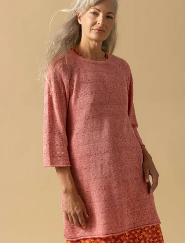 Stickad tröja i lin/återvunnen bomull - rosa0SP0opal