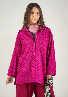 “Olivia” woven organic cotton shirt - cerise/patterned