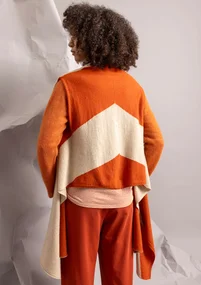 Gilet sans manches "Ray" en maille de laine d'agneau mélangée - orange brûlée/sable clair