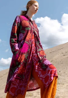 Langstrickjacke „Pink Moon“ aus Wolle/Bio-Baumwolle - traube