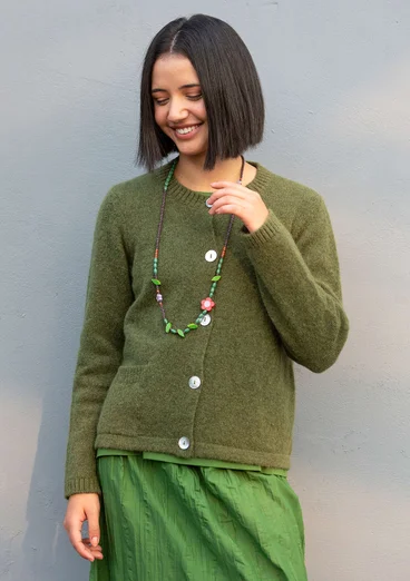 Strickjacke aus Alpakawollgemisch - pinie