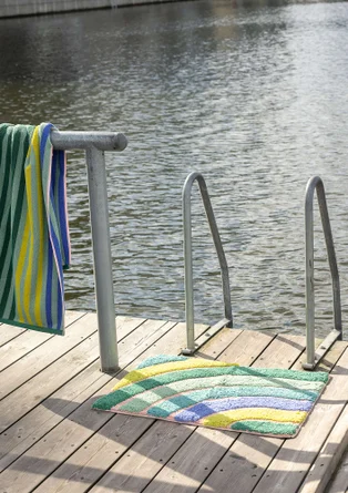 Tapis de bain "After rain" en coton biologique - vert verre de mer