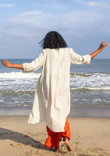 Kleid aus Leinengewebe - Mandelmilch