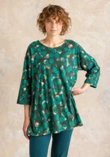 Tunique à motif/unie "Frida" en jersey de coton biologique - vert bouteille clair/motif