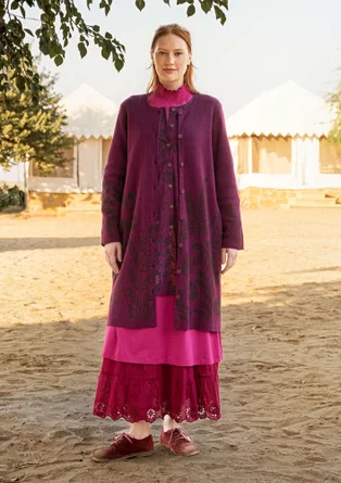 Long gilet "Dawn" en ramie/coton recyclé - raisin