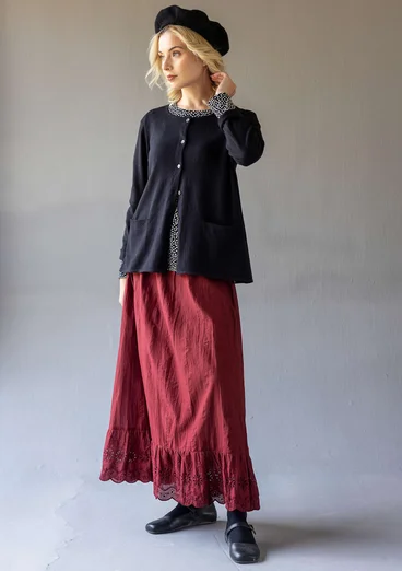 “Sylvi” striped and solid-colour organic cotton/wool cardigan - black