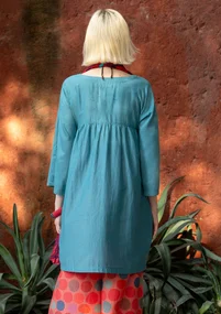 “Marie” woven dress in organic cotton/silk - turquoise