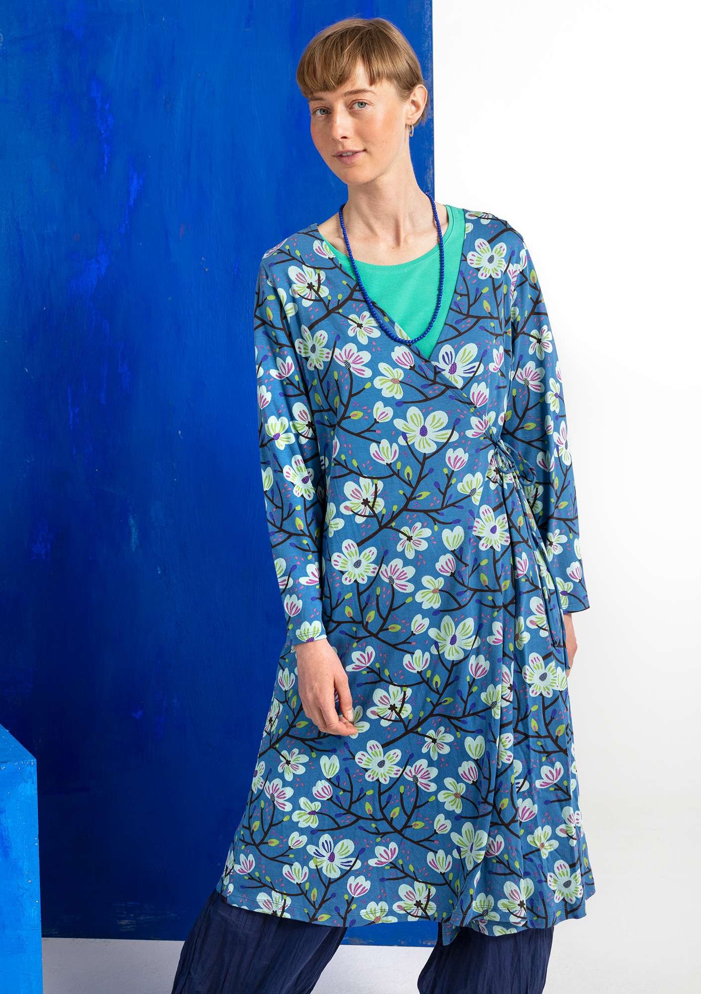 Robe ”Magnolia” en jersey de coton biologique/modal bleu lin thumbnail