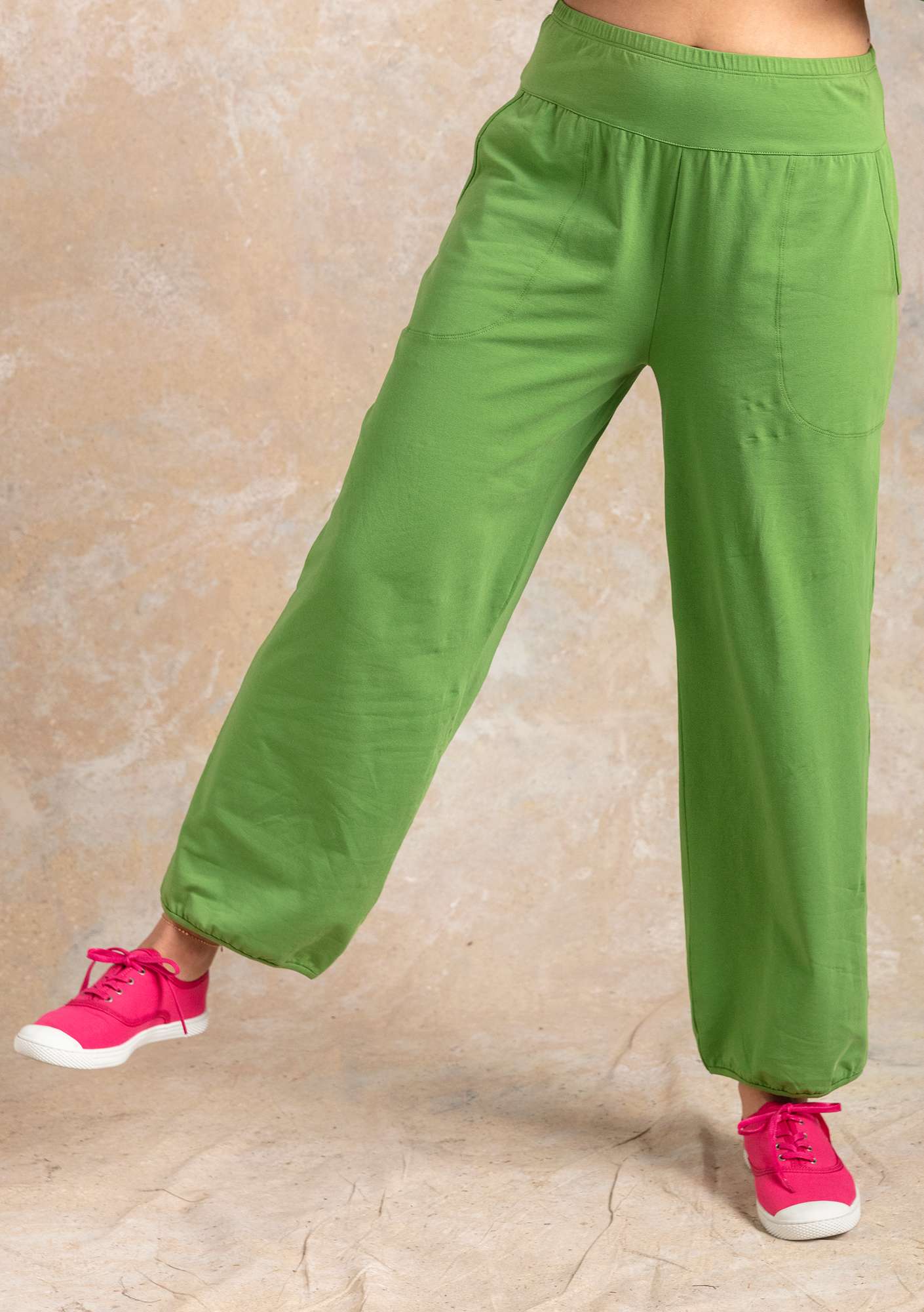 Solid-colour jersey trousers cactus