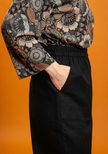 “Cleo” woven organic cotton/linen trousers - black