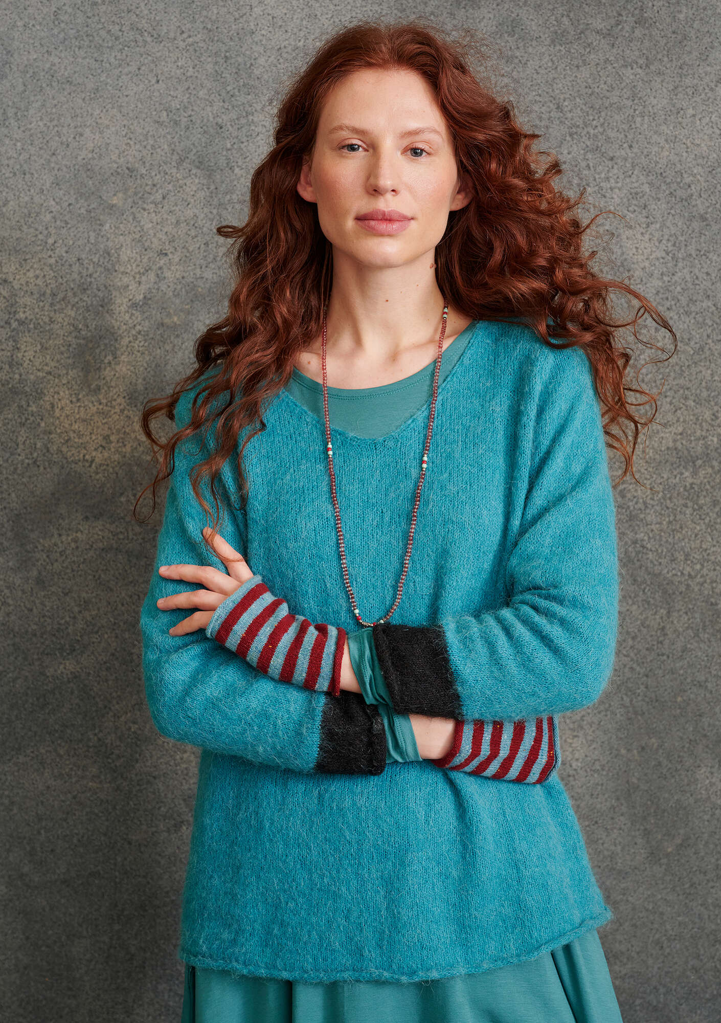 Pullover aus Alpakagemisch turquoise