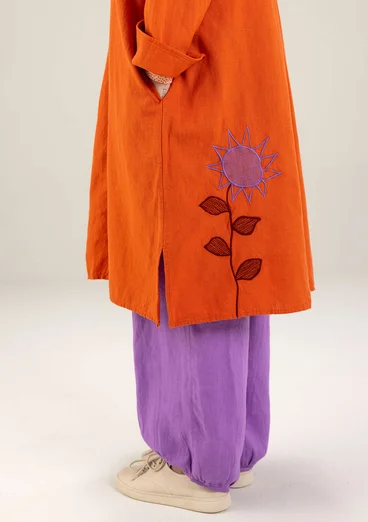 “Hinata” woven organic cotton/linen dress - grapefruit