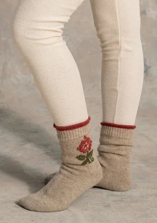 Stricksocken „Arktis“ aus Wolle - ungefärbt