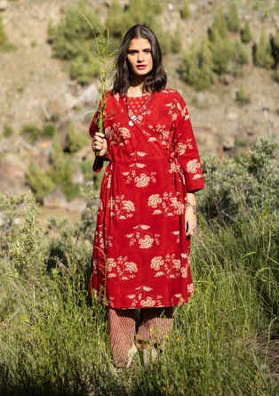 Webkleid „Rose hip“ aus Bio-Baumwolle - achatrot