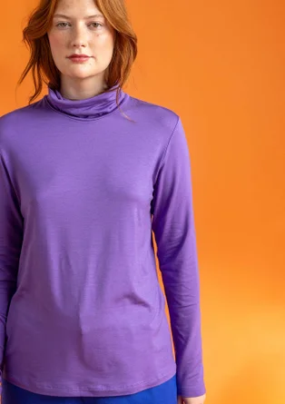 Jerseybluse med rullekrave i lyocell/elastan - stedmorblomst