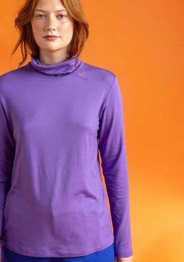 Jerseybluse med rullekrave i lyocell/elastan - stedmorblomst