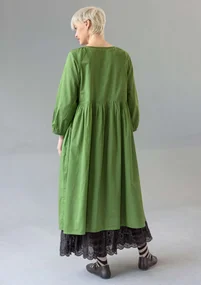 Geblümtes oder einfarbiges Kleid „Leah“ aus luftiger Bio-Baumwolle - grasgrün