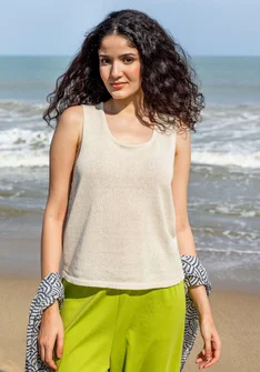 Knitted linen/organic cotton tank top - almond milk