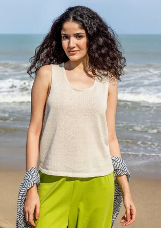 Knitted linen/organic cotton tank top - almond milk